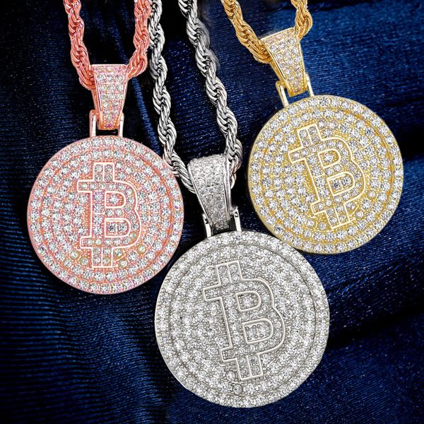 

mens golden iced out medallion necklace bitcoin initial b letter charm pendant necklace hip hop jewelry gift, Silver