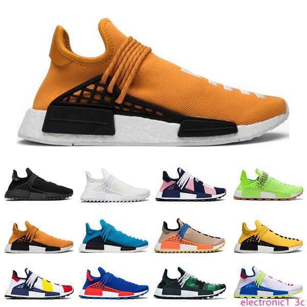 

designer human race hu trail x pharrell williams nerd men running shoes white equality mens trainers for women sports sneaker size 36-47, Black;green