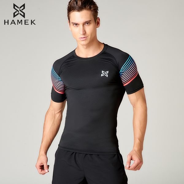

men sport clothing gym fitness bodybuilding running t-shirt compression tight basketball tennis football soccer shirts underwear, Black;blue