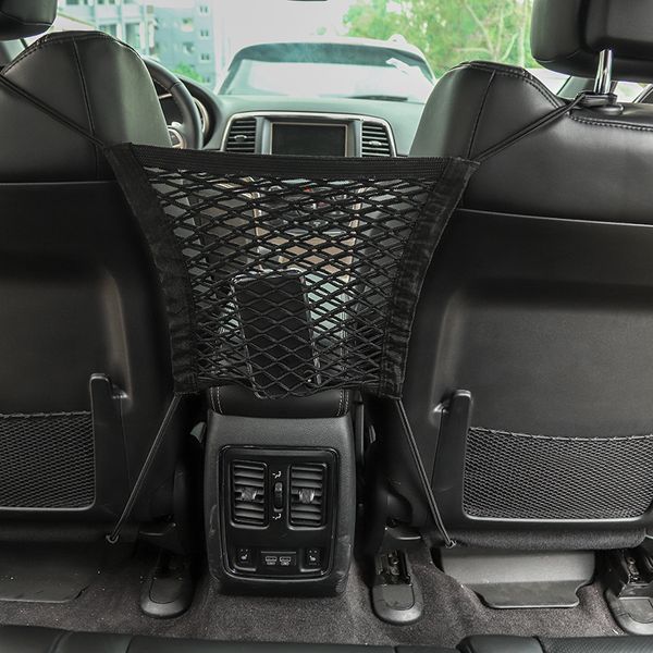 For General Model Universal Elastic Mesh Net Trunk Bag Between Car Organizer Seat Back Storage Mesh Net Bag Luggage Holder Pocket Semi Truck