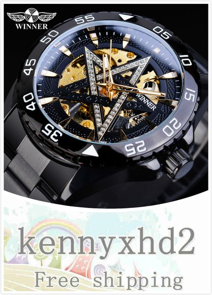 

2020 m09m new european and american style men's fashion leisure pentagram mechanical watch automatic mechanical watch, Slivery;brown