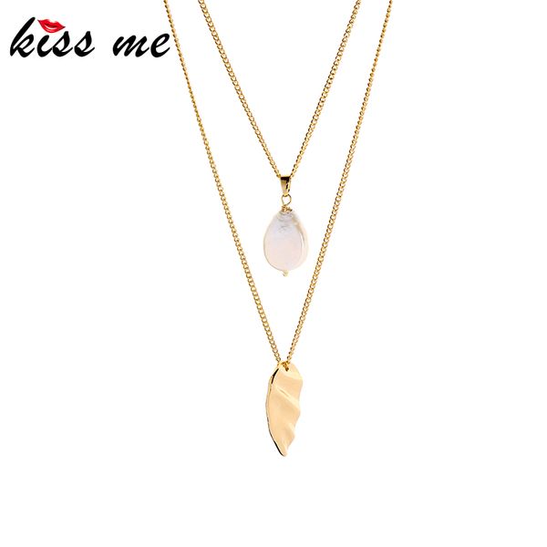 

kissme unique water droplet acrylic pearl layered pendant necklace for women gifts gold color alloy necklace fashion accessory, Silver