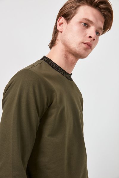 

trendyol male bike collar sleeves stripe sweatshirt tmnss20sw0115, Black