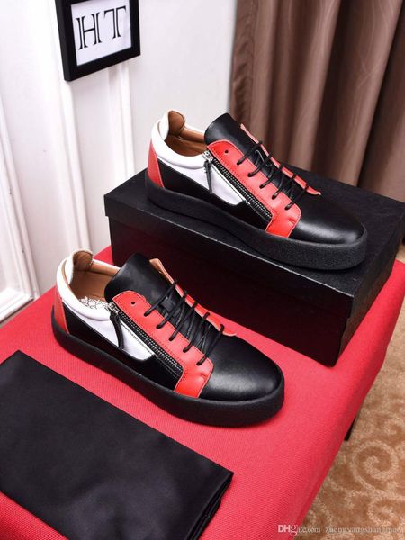 

fashion brand shoes men women casual low black leather sports shoes double zipper flat men sneakers iron sheets shoes 1336056