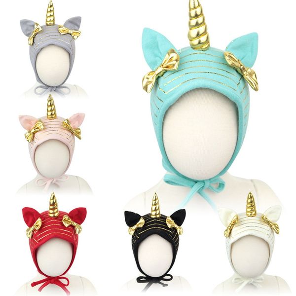 

baby unicorn hats kids girl boy spring autumn caps ear muff 6colors, Yellow