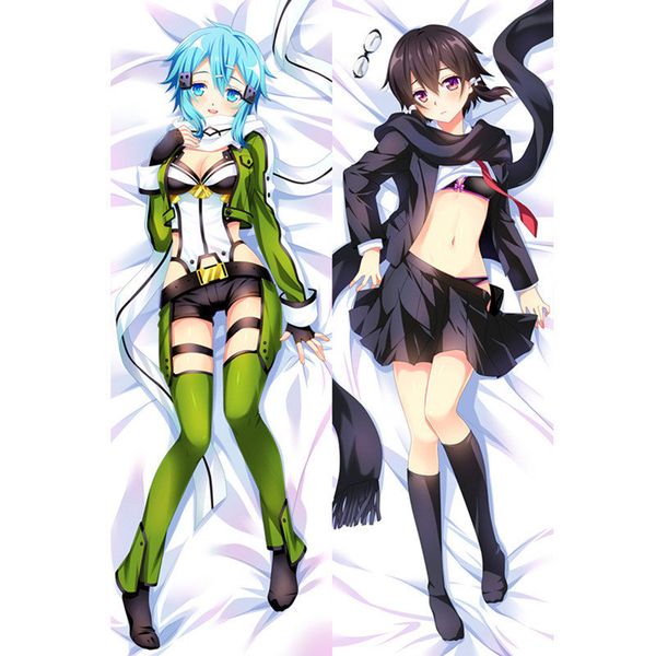 

anime sword art online pillow cover asuna kirito pillowcase 3d double-sided bedding hugging body pillowcase customize sao03