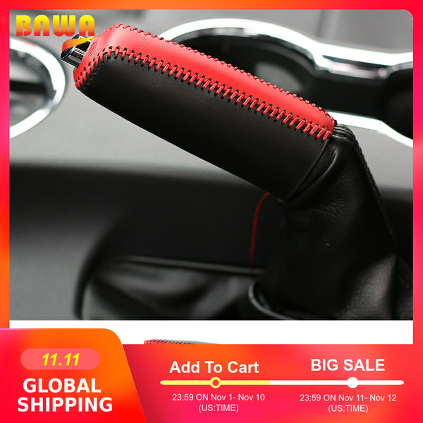 

hangup car leather hand brake cove lever set gear protection decoration trim interior accessories for mustang 2015 up