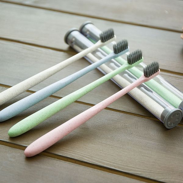 

single wheat straw bamboo charcoal soft bristle toothbrush head household travel portable toothbrush