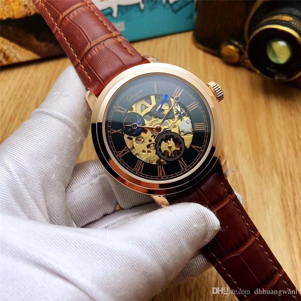 

Super Personality Full Hollow-out Automatic Watch German Famous Brand Men's Leather Watches 40mm men's exquisite stopwatch