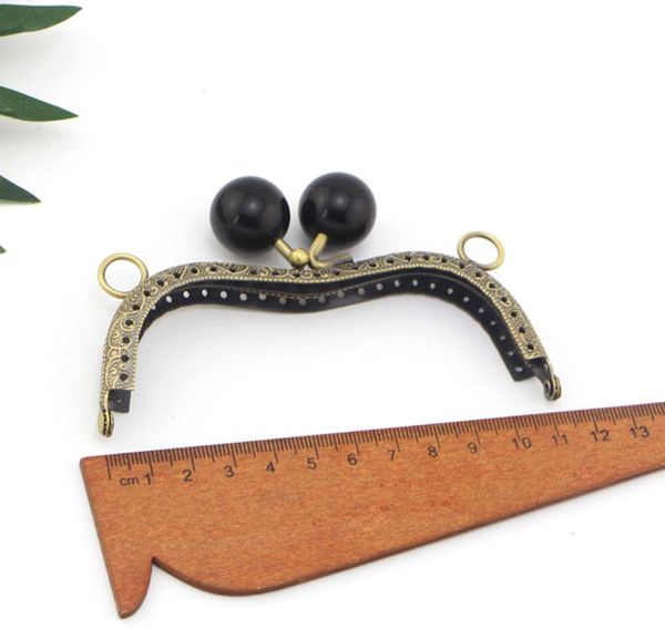 

3pcs new 11cm m shape bronze color ball candy head metal purse frame handle for bag sewing craft tailor sewer, Black