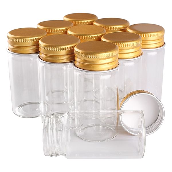 24 peças 25ml 30 * Bottles 60 milímetros de vidro com alumínio dourado Tampas frascos de vidro frascos de vidro para presente de casamento Crafts