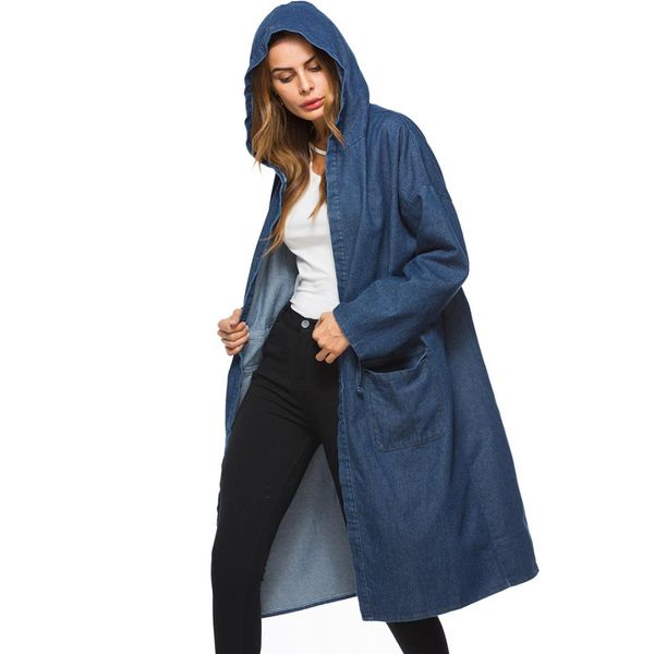 

diwish long coat womens trench clothes hooded jacket large size blue gothic coat women designers coats cool girl 2019 tunic, Tan;black