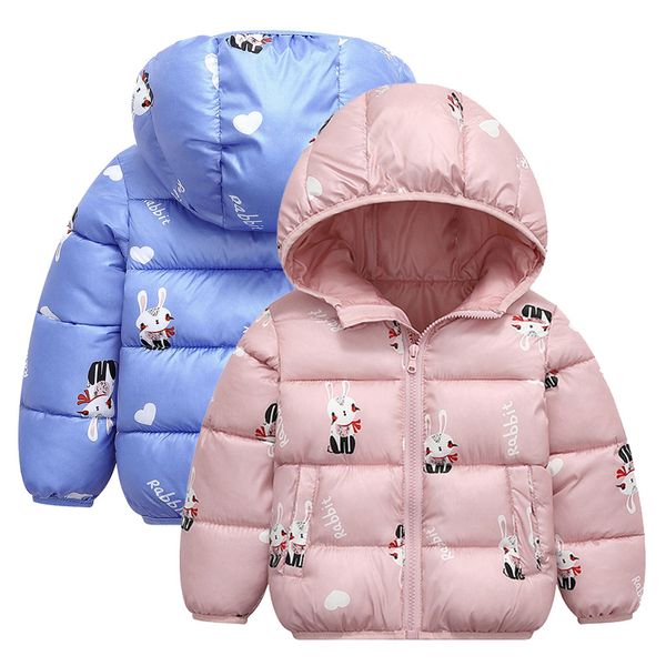 

new baby girls fashion cartoon windproof outerwear coat girl cold winter warm hooded coat girl cotton-padded clothes down jacket, Blue;gray