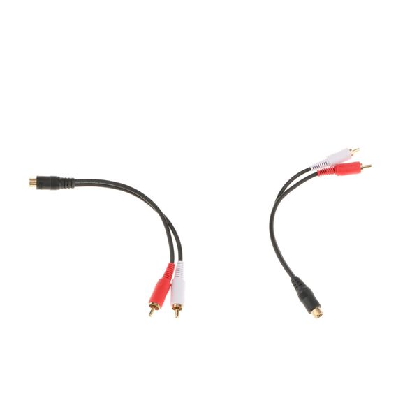 

2x rca female to 2rca male gold plated audio adapter splitter cable 0.2m