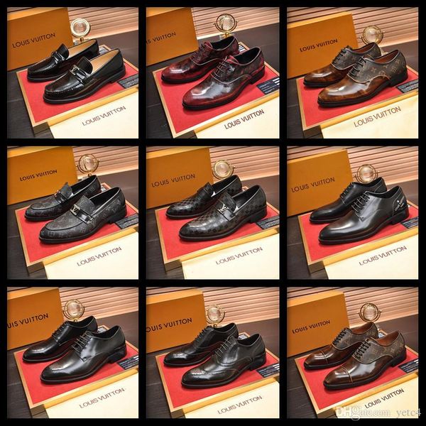 

21ss fashion business dress men shoes 2019 luxury brands new classic leather men's suits shoes fashion slip on dress shoes designers ox, Black