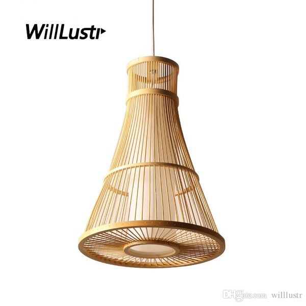 

bamboo knitted pendant lamp handmade cone suspension light cafe bistro l restaurant teahouse japan style hanging lighting