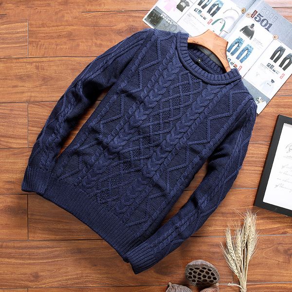 

new casual winter sweaters men's plain round neck slim fit elastic knitting pullover men sweater fashion male warm sweater homme, White;black