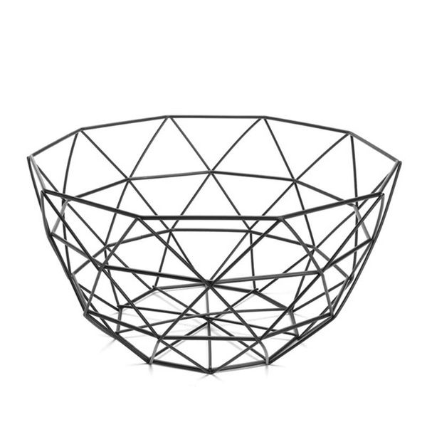 

nordic style fruit basket wire decorated metal storage basket black display bowl fruit rack vegetable table dining decoration