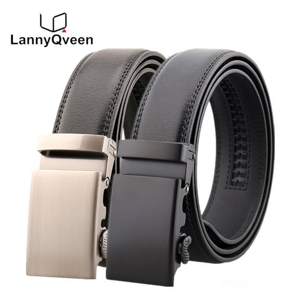 

lannyqveen brand fashion cow leather belt men's automatic belts for men alloy buckle business quality wholesale ing, Black;brown