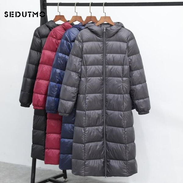

sedutmo winter plus size 3xl long women down jackets slim thick hooded coat autumn casual puffer jacket ed919, Black