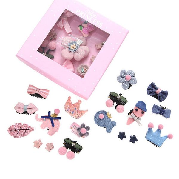 

9pc/box children baby new hair clips cute crown flowers safety barrettes bb clip little girls gifts kids hair accessories, Slivery;white