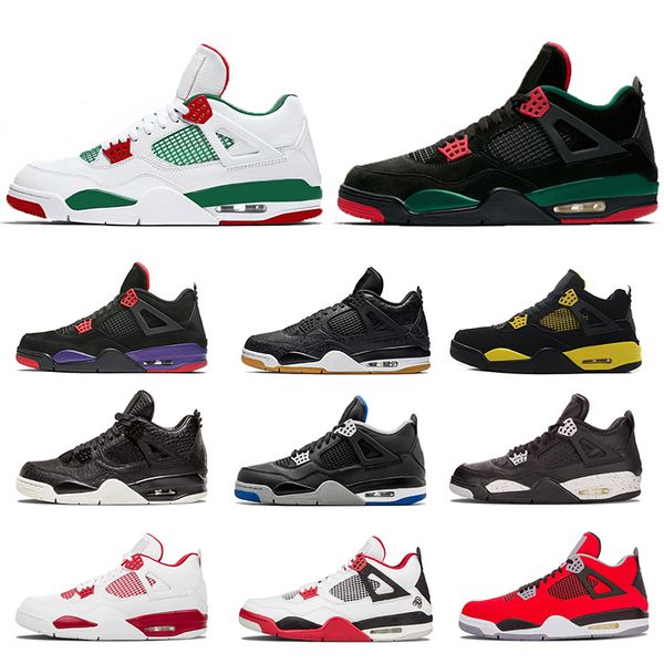 

2019 4s basketball shoes men bred white cement cactus jack toro bravo 4 tattoo fire red sports trainers sneakers size 36-47, White;red