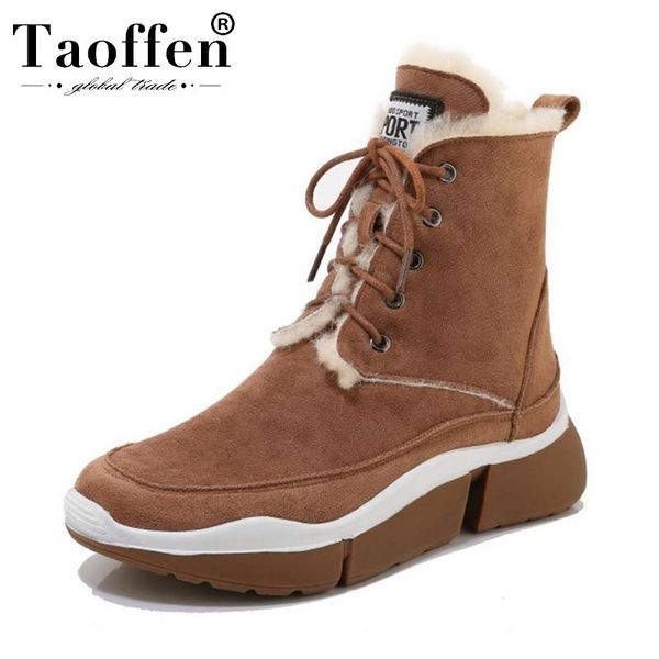 

taoffen 5 color women snow boots warm fashion winter shoes women thick sole outdoor ankle boots footwear size 35-39, Black