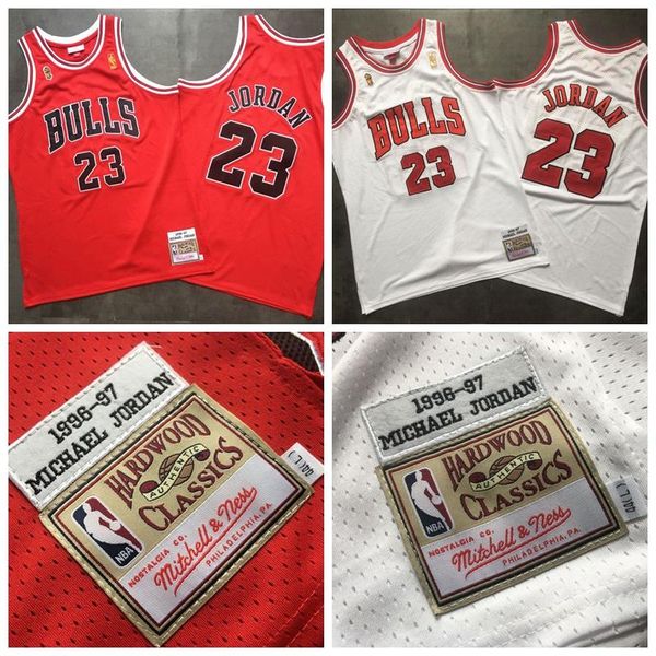 

Мужчины ChicagoBulls Митчелл Несс белый красный 1996-97 HardwoodClassics аутентичный игрок Джерси 2020NBA баскетбол Джерси