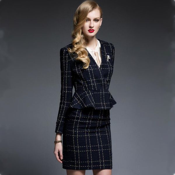 

skirt suits office lady two piece set women business formal work wear elegant female ol 2019 new arrival uniform plus size xxxl, White;black
