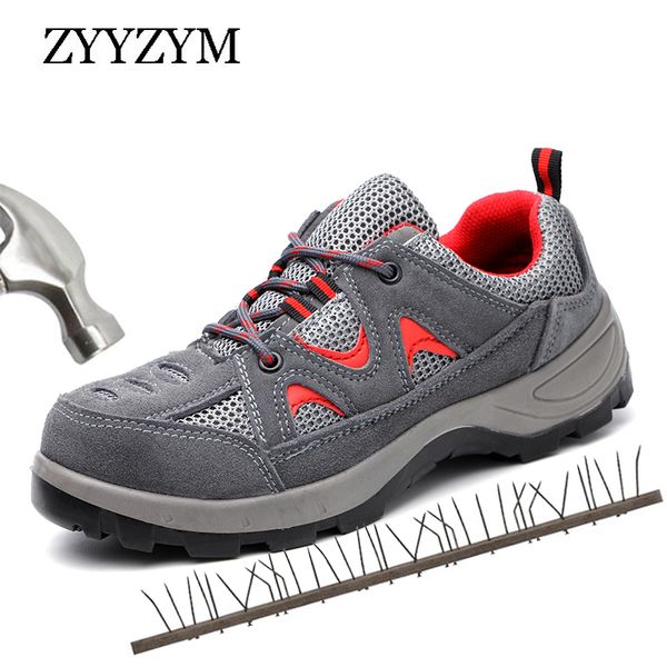 

zyyzym steel toe мужчины безопасность работа boots дышащий на открытом воздухе мужчины обувь мода защиты кроссовки обувь неразрушимые обувь, Black