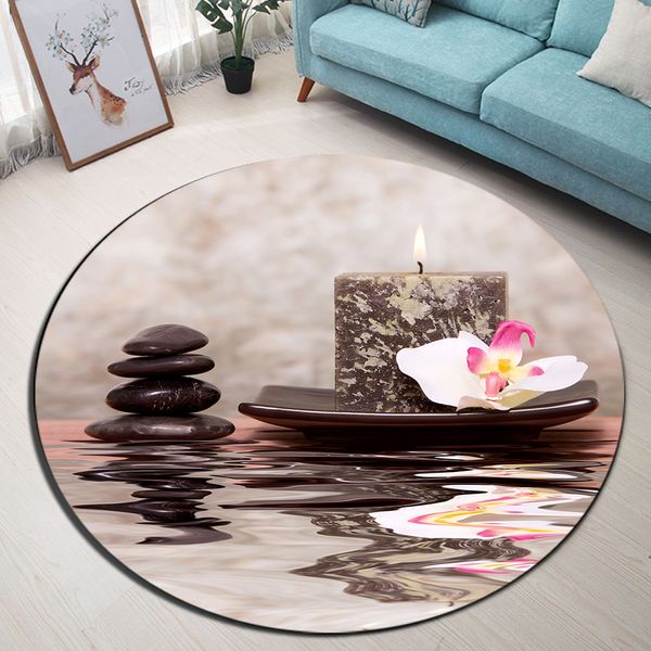 

lb zen spa stones and candle living room area rugs bathroom non-slip mat carpets for kids' bedroom kitchen round floor doormat