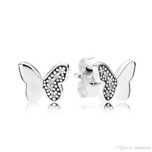 

hywo 100% 925 sterling silver winter christmas 290693cz butterfly earrings ladies wedding fashion jewelry ing