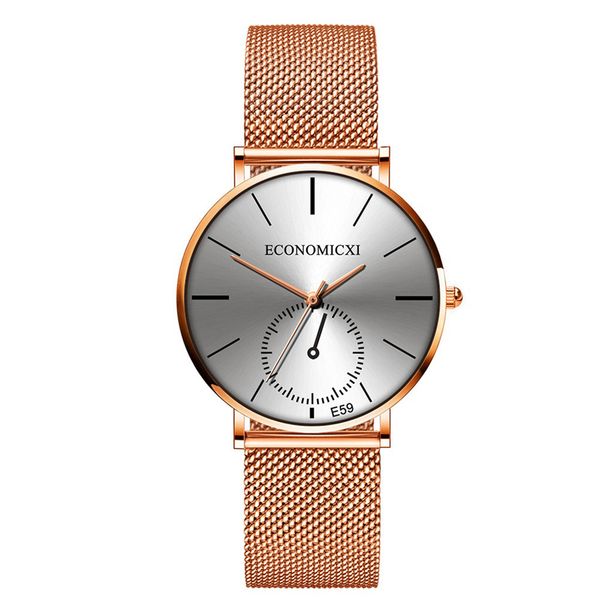 

женщины rose gold casual простые часы класса люкс женщины кварцевые часы сетка ремень пряжка смотреть сплошной цвет saat реликвий, Slivery;brown