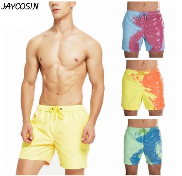 

men beach short change color beach pant for boy quick dry high temperature discoloration male running gym summer swimming shorts, White;black