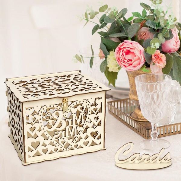 

new diy wedding gift card box wooden money box with lock beautiful wedding decoration supplies for birthday party storage money other event