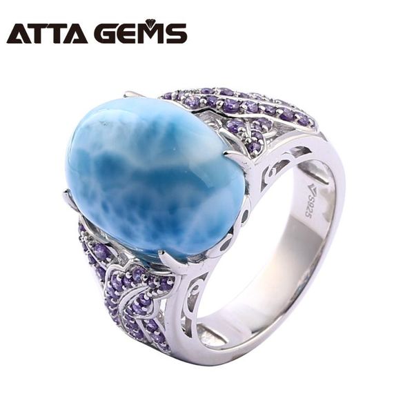 

natural larimar sterling silver rings 14.8 s natural larimar gemstone ring women wedding engagement silver jewelry, Golden;silver
