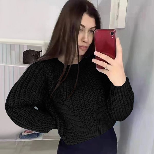 

women's sweater solid trui o-neck long sleeve women's knitted jacket pullovers loose thickened sweater jersey mujer invierno n15, White;black