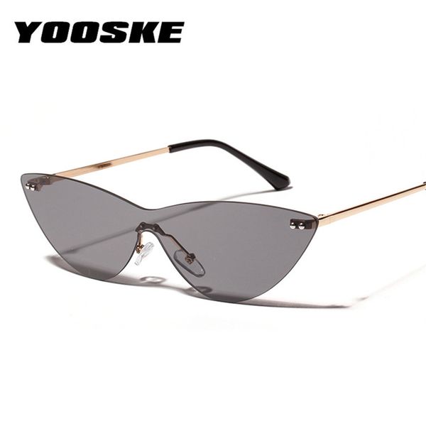 

yooske rimless sunglasses women men cat eye sun glasses retro brand designer fashion glasses famale trendy eyeglasses uv400, White;black