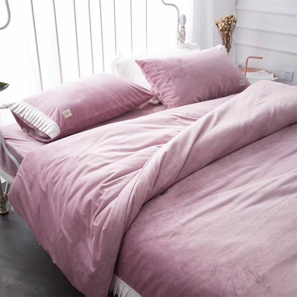 

yazan the bedding set with soft nap pure color pattern simplicity bed sheet quilt cover pillowcase 4pcs