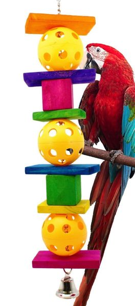 

parrot gnaw toys bird toys plastic the ball colour wood gnawing string