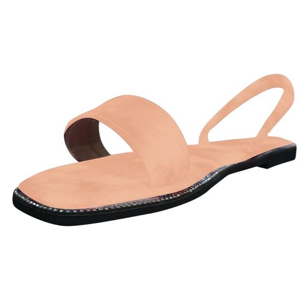 

summer sandals for womens crystal flip flop flats open toe comfortable slip-on slippers outdoor beach sandals plus size 35-43, Black