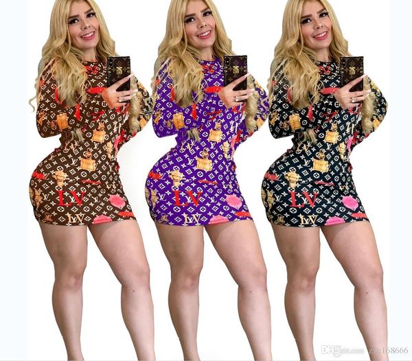 

summer letter printed casual dress women crew collar long sleeves letter print mini dress ladies sheath bodycon dress party dresses