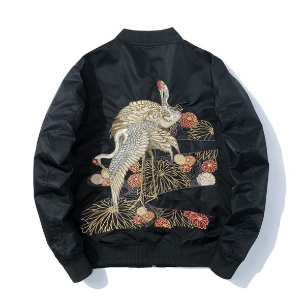 

embroidery bomber jacket men hip hop jacket streetwear hip hop baseball us size xs-xl, Black;brown