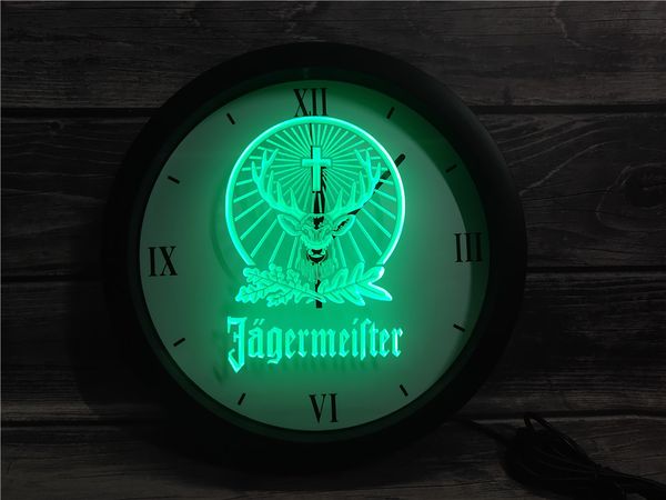 0R001 Jagermeister App RGB LED Neon Light Sinais relógio de parede
