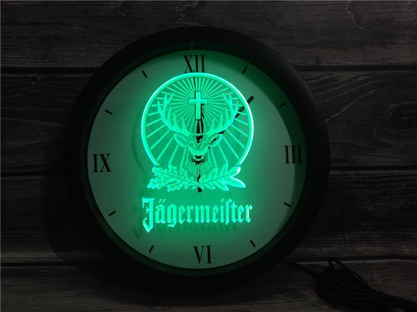 0R001 Jagermeister APP RGB LED Orologio da parete con insegne luminose al neon