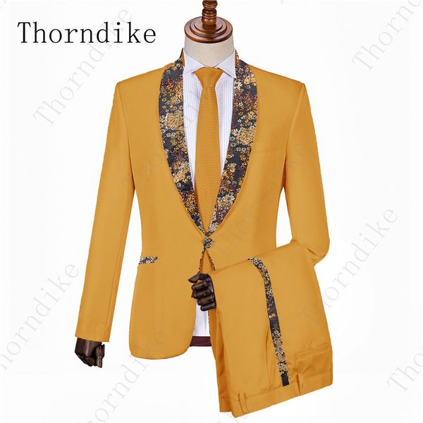 

thorndike (jacket+pants+gift tie) wedding suit for groom men tuxedos 2 pieces traje hombre yellow men costume for prom stag, White;black