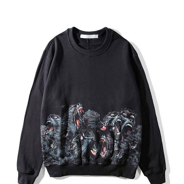 

19ss mens конструктора толстовки мода мужчины женщины повседневная куртка пары осень сыпучие толстовки сердитый обезьяны печати толстовка, Black