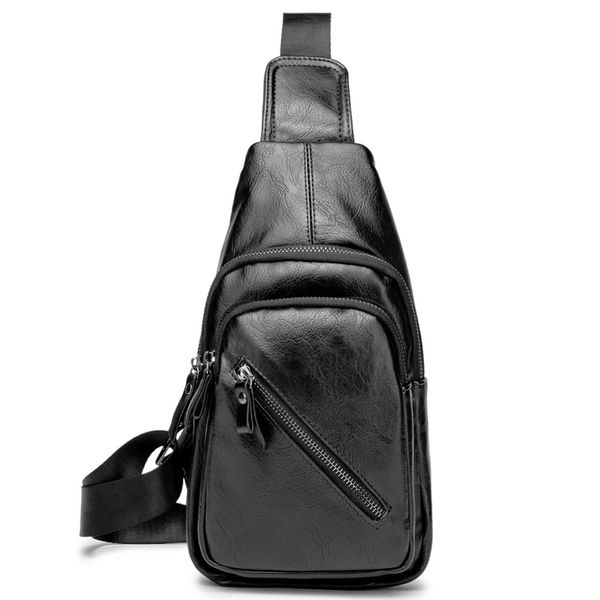 

new men's straddle chest bag fashion casual shoulder bag pu leather