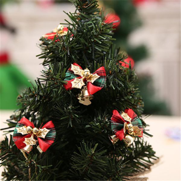 

red christmas tree hanging decoration xmas bowknot ornament cute christmas bow with metal bell home festival party supplies dhl fj424