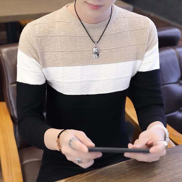 

2018 brand social cotton thin men's pullover sweaters casual crocheted striped knitted sweater men masculino jersey clothes, White;black